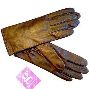 BROWN LEATHER GLOVES by GRANDOE SIZE-6.5